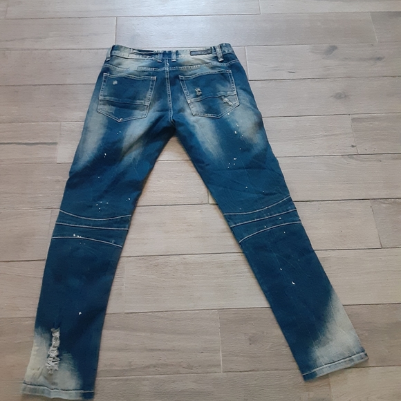 MENS CJ BLACK PREMIUM DISTRESSED SKINNY FLEX JEANS - Picture 5 of 7